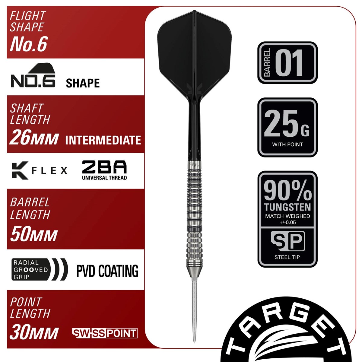 Target Black Marque Renegade G4 SP Steel Tip Darts 25 grams