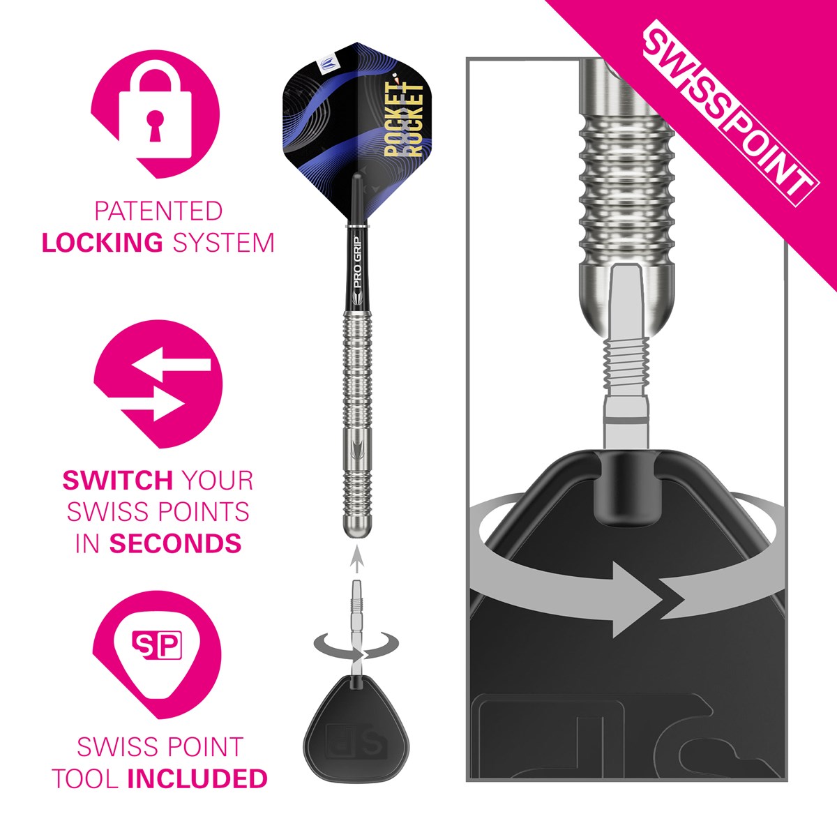 Target Darts Justin Hood 90% Tungsten SP Steel Tip Darts 23 grams