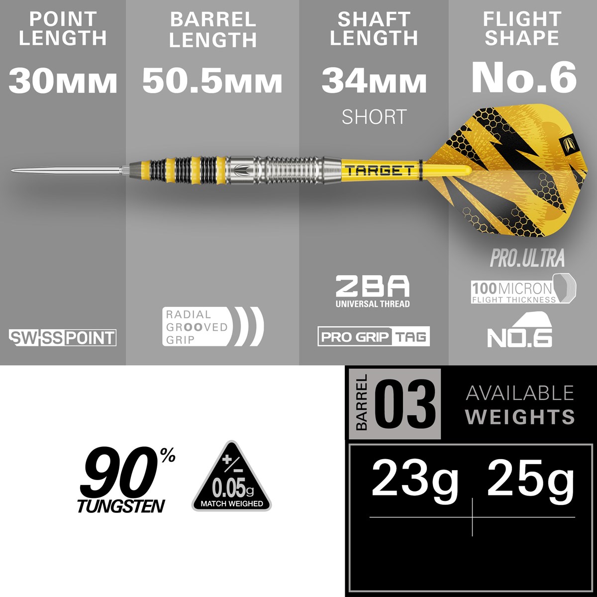 Target Darts Buzz SP03 90% Swiss Point Steel Tip Darts 23 grams