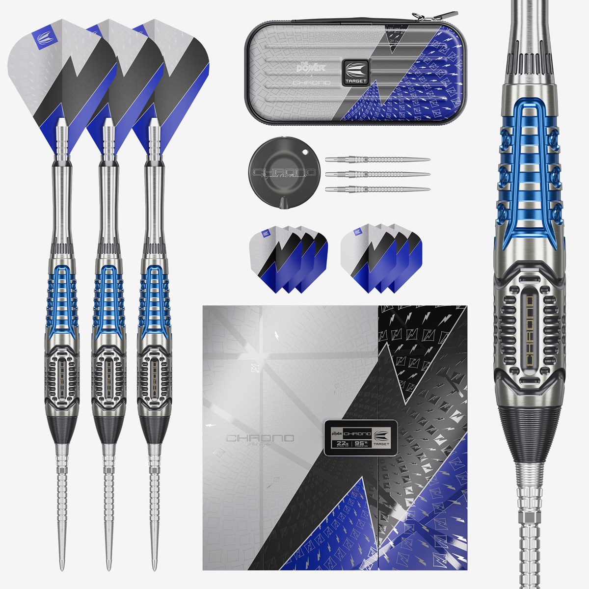 Target Darts Phil Taylor Power Chrono Tungsten SP Steel Tip Darts 26 grams
