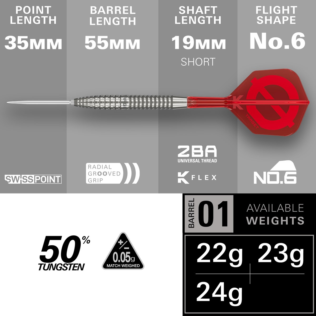 Target Group Ø 02 50% Swiss Point Steel Tip Darts 21 grams