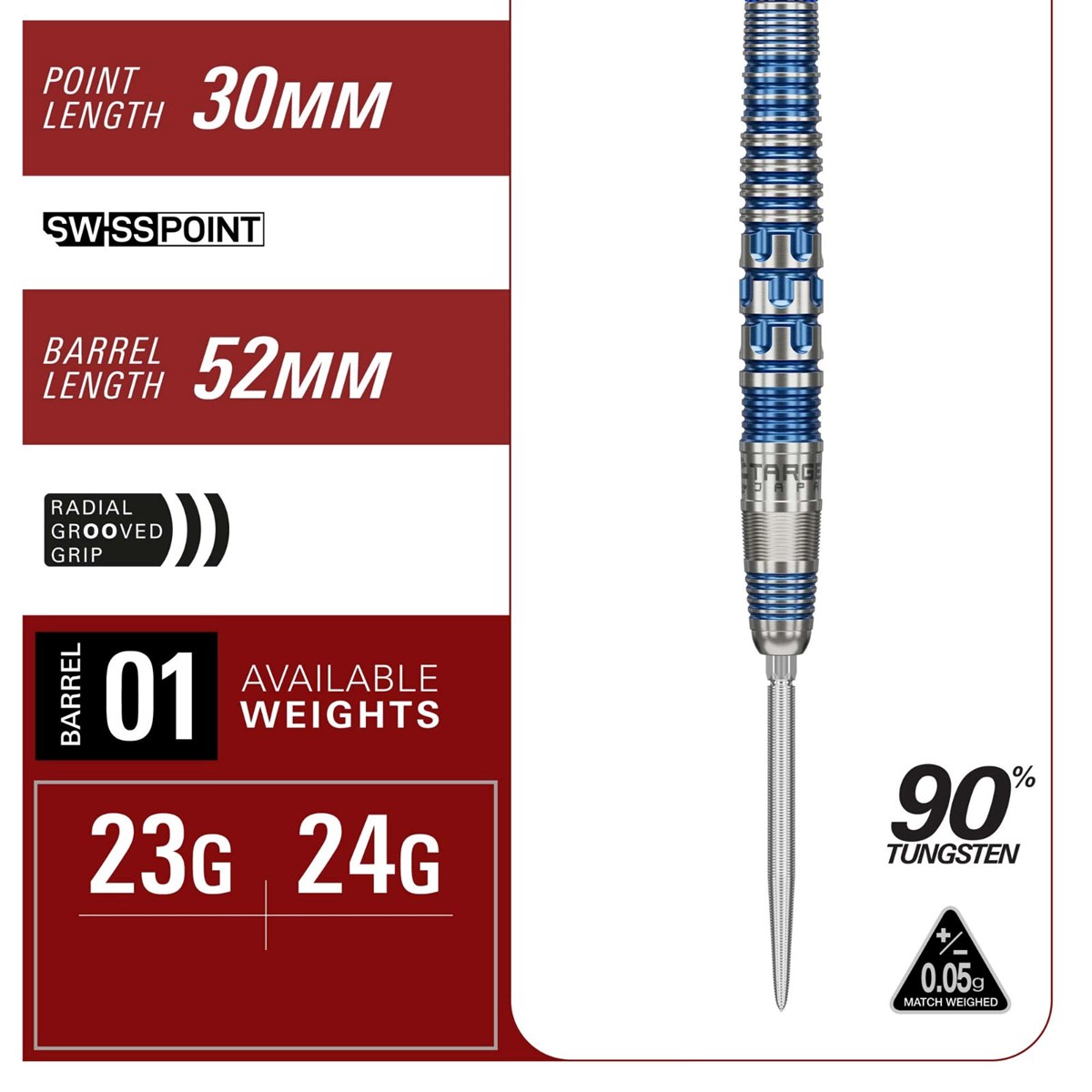 Target Mizu 01 90% SP Steel Tip Darts 23 grams
