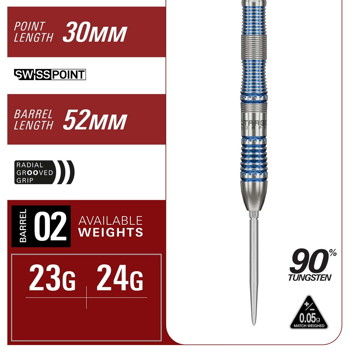 Target Mizu 02 90% SP Steel Tip Darts 23 grams