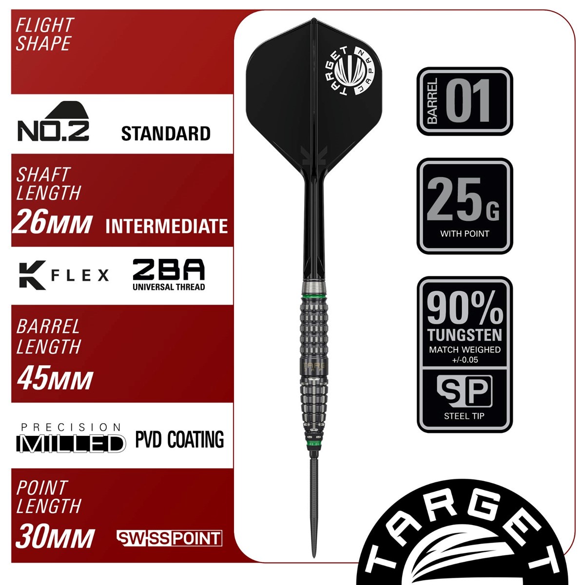 Target Prime Scream G2 90% SP Steel Tip Darts 25 grams