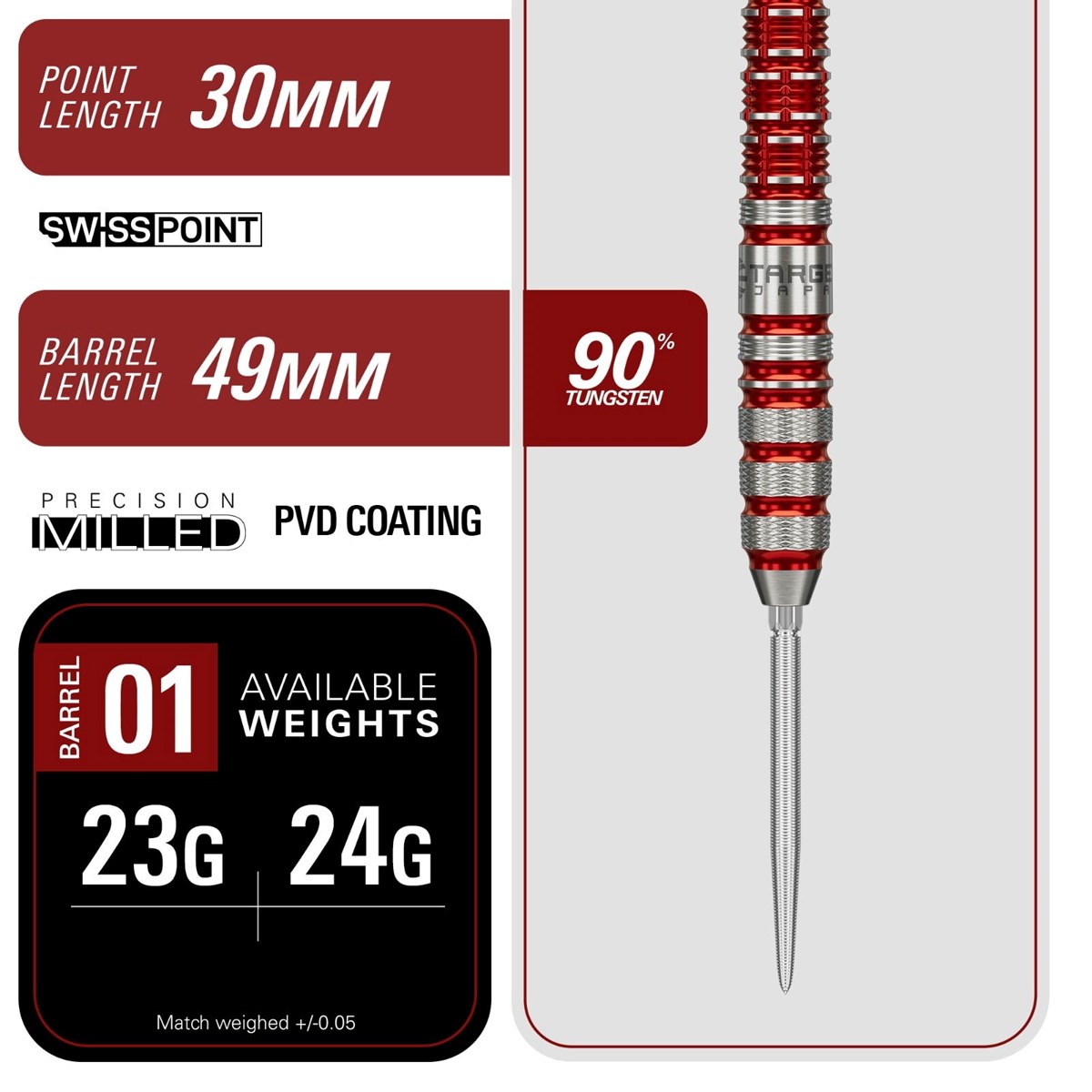Target Black Marque Spinel 90% SP Steel Tip Darts 23 grams