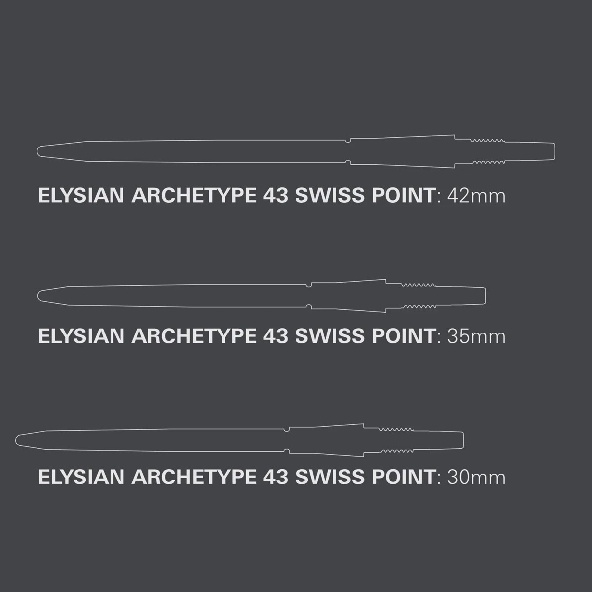 Target Darts Elysian Archetype 43 Swiss Point - Black 35mm