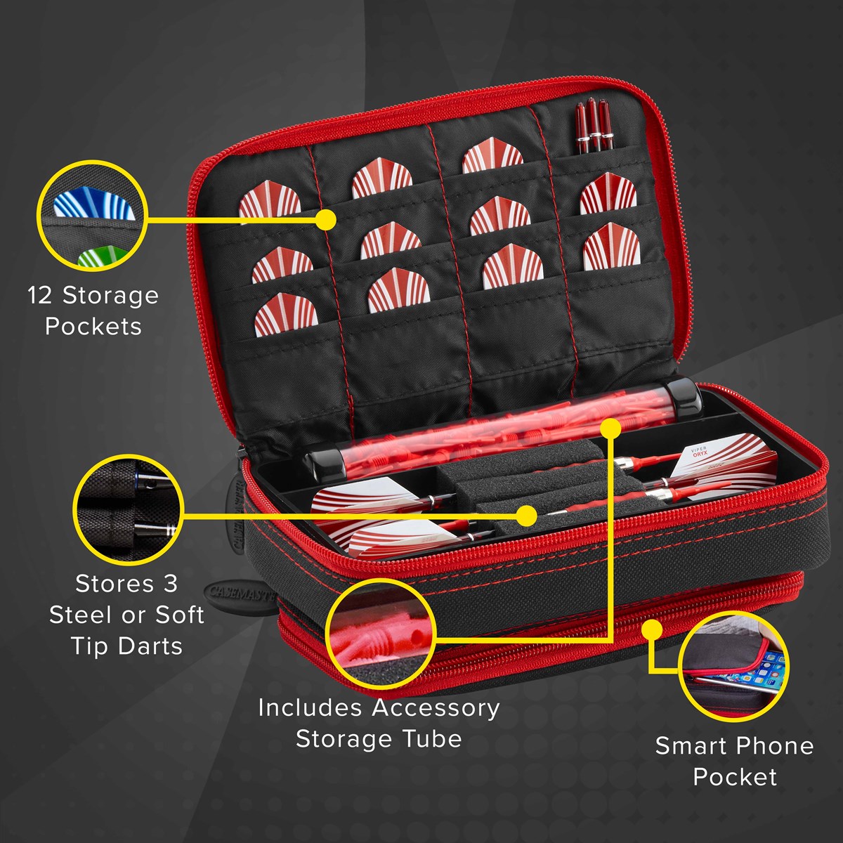 GLD Casemaster Plazma Plus Dart Case - Ruby