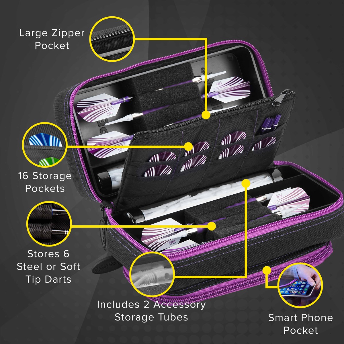GLD Casemaster Plazma Pro Dart Case - Amythest