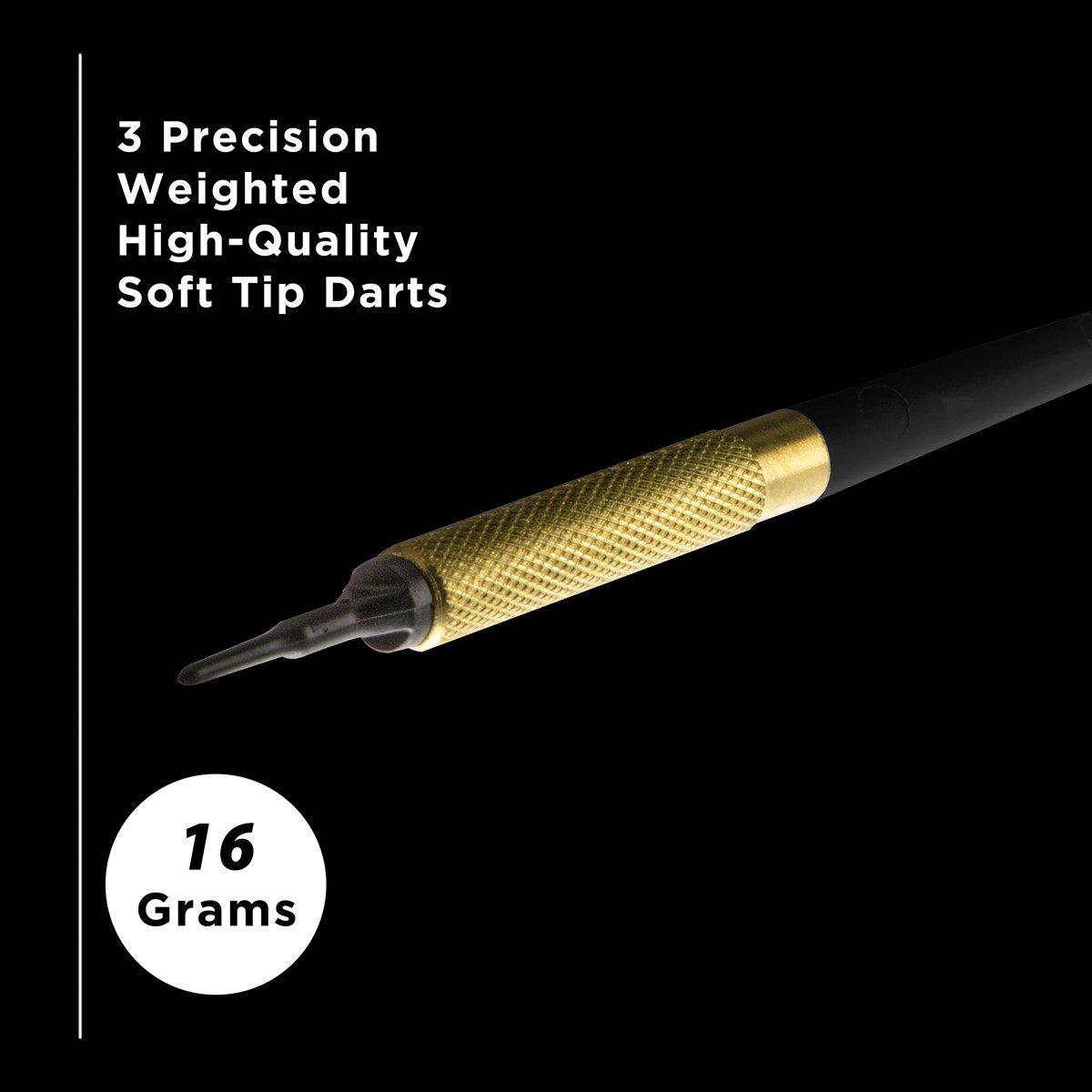 GLD Commercial Brass Soft Tip Darts Black 13 grams (45 darts per bag)