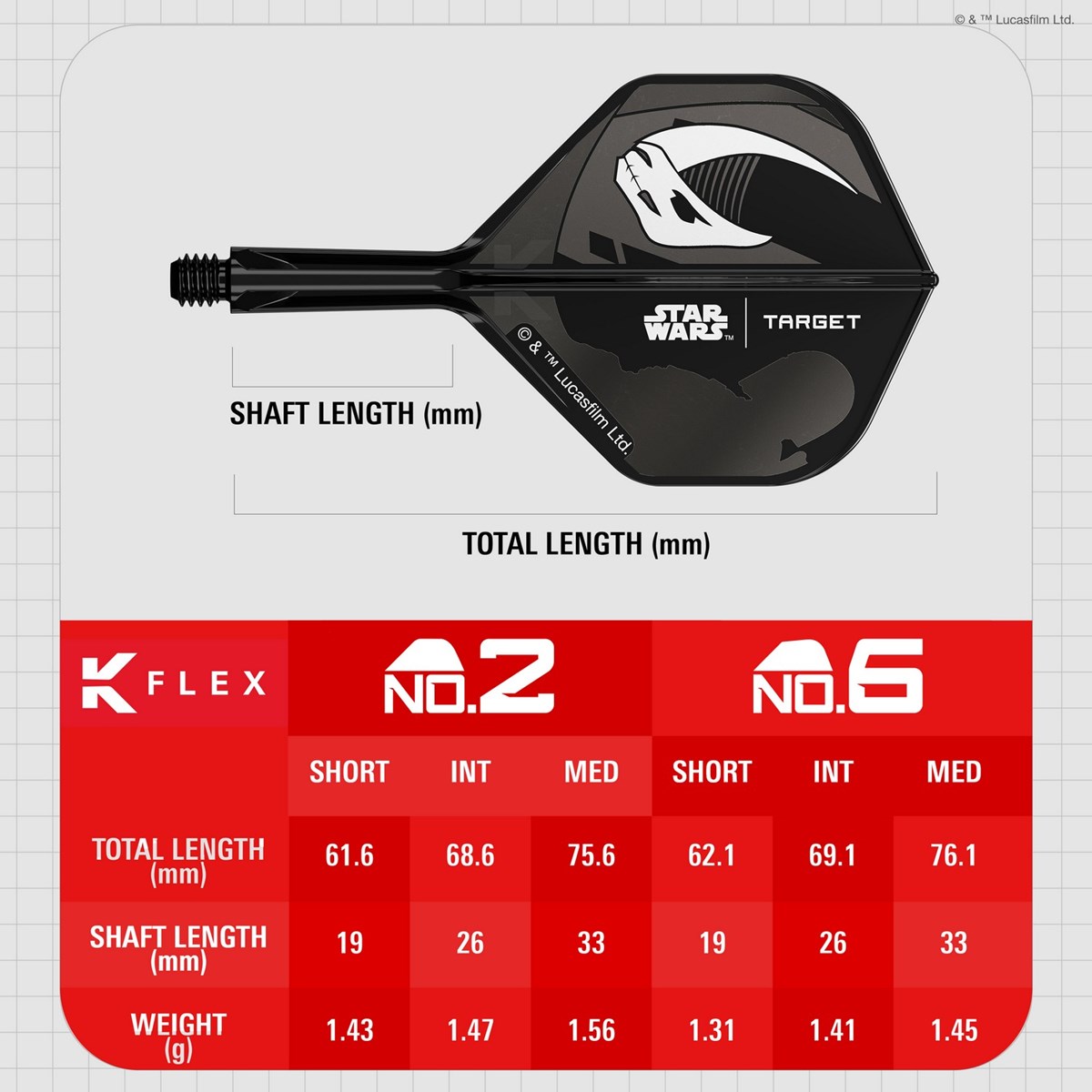 Target Darts Star Wars K-Flex System - No 6 Shape / Intermediate (26mm) - Mandalorian