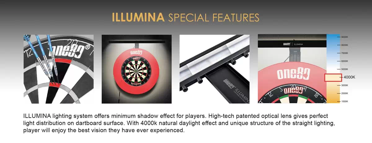 One80 Illumina Dartboard Light - Optical Lens - Daylight